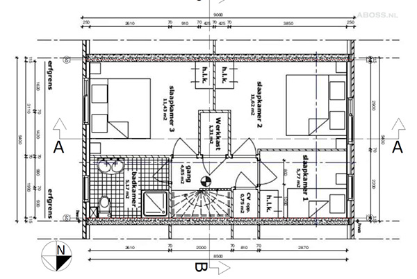 Bouwkundige plattegronden (voorbeeld 3)