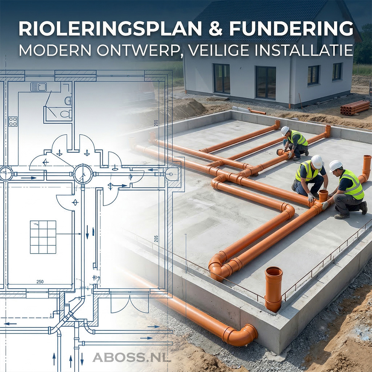 Rioleringsplan met DWA/RWA, hoogtes en aansluitdetails