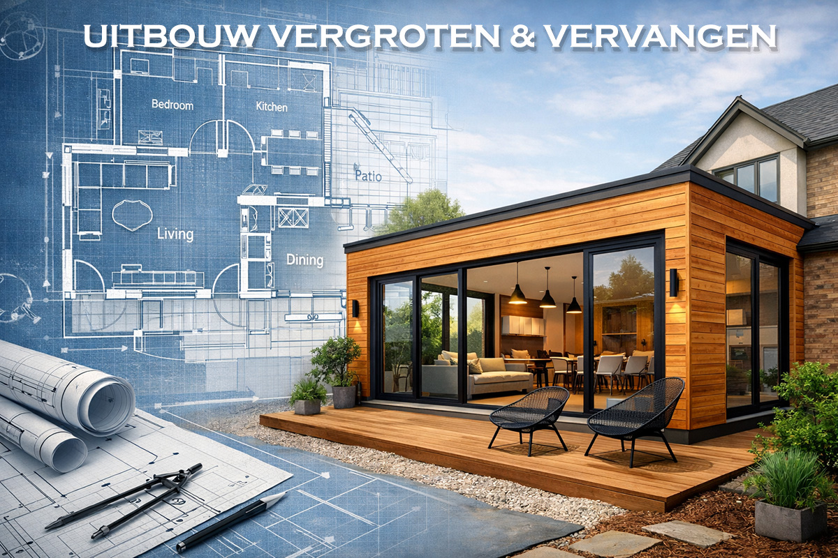 Extension enlargement or replacement – section drawing and rear façade